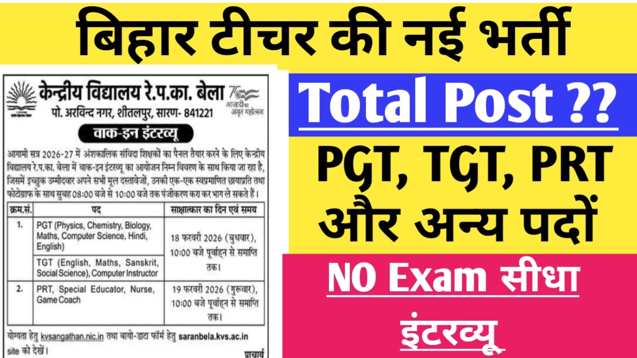 Kendriya Vidyalaya RWP Bela Bharti 2026